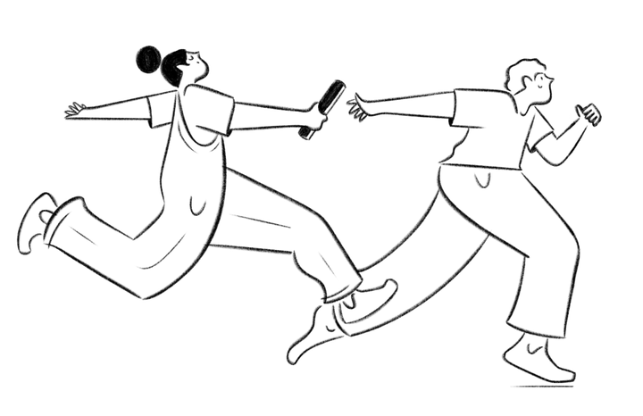 Sketch of a relay baton being passed