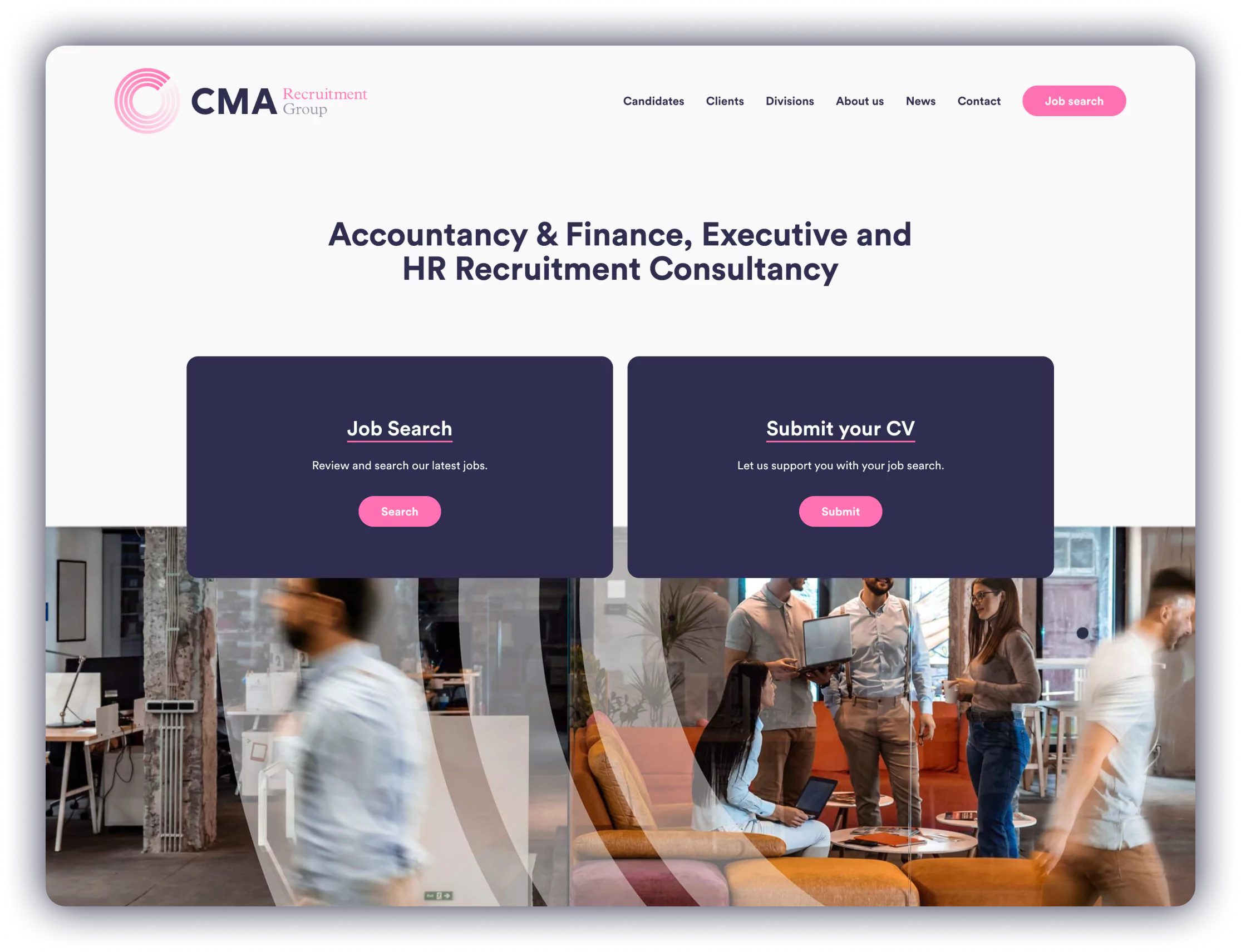 Evidensia homepage on a mobile device