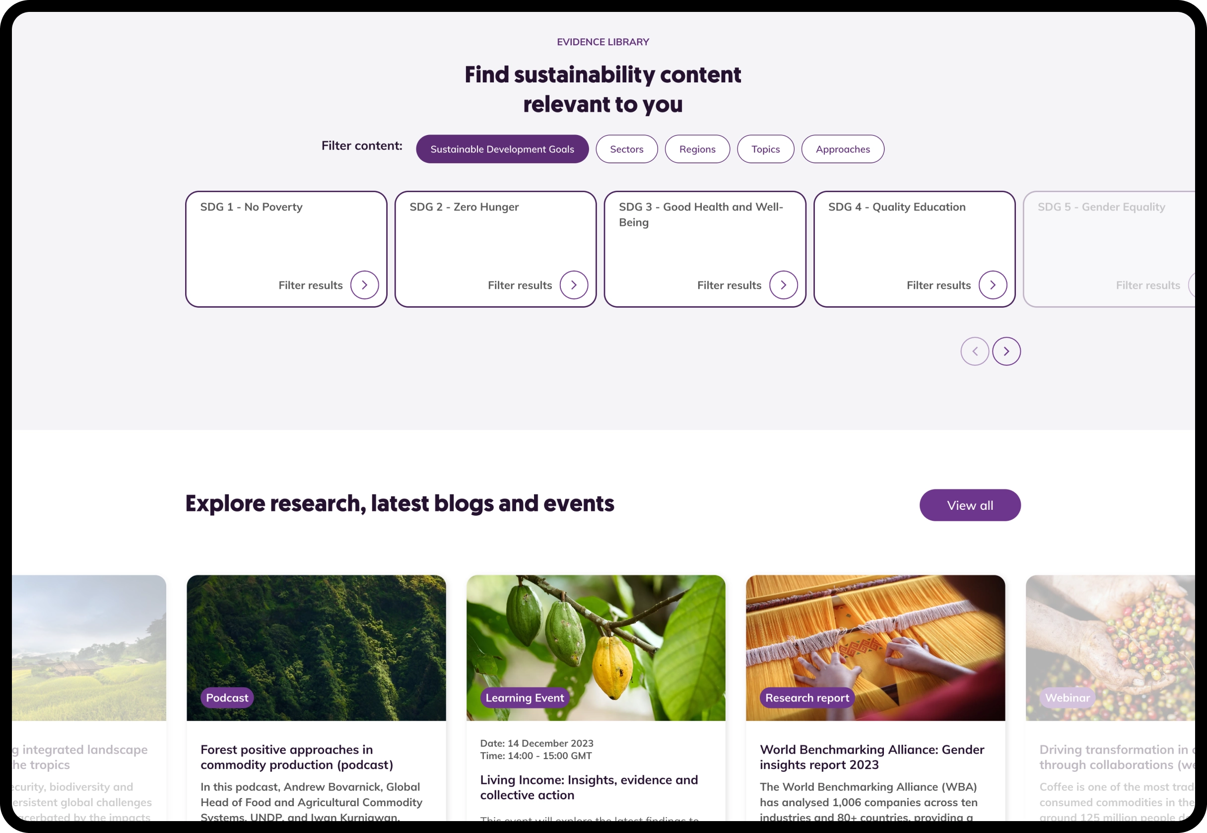 Evidensia library on a device