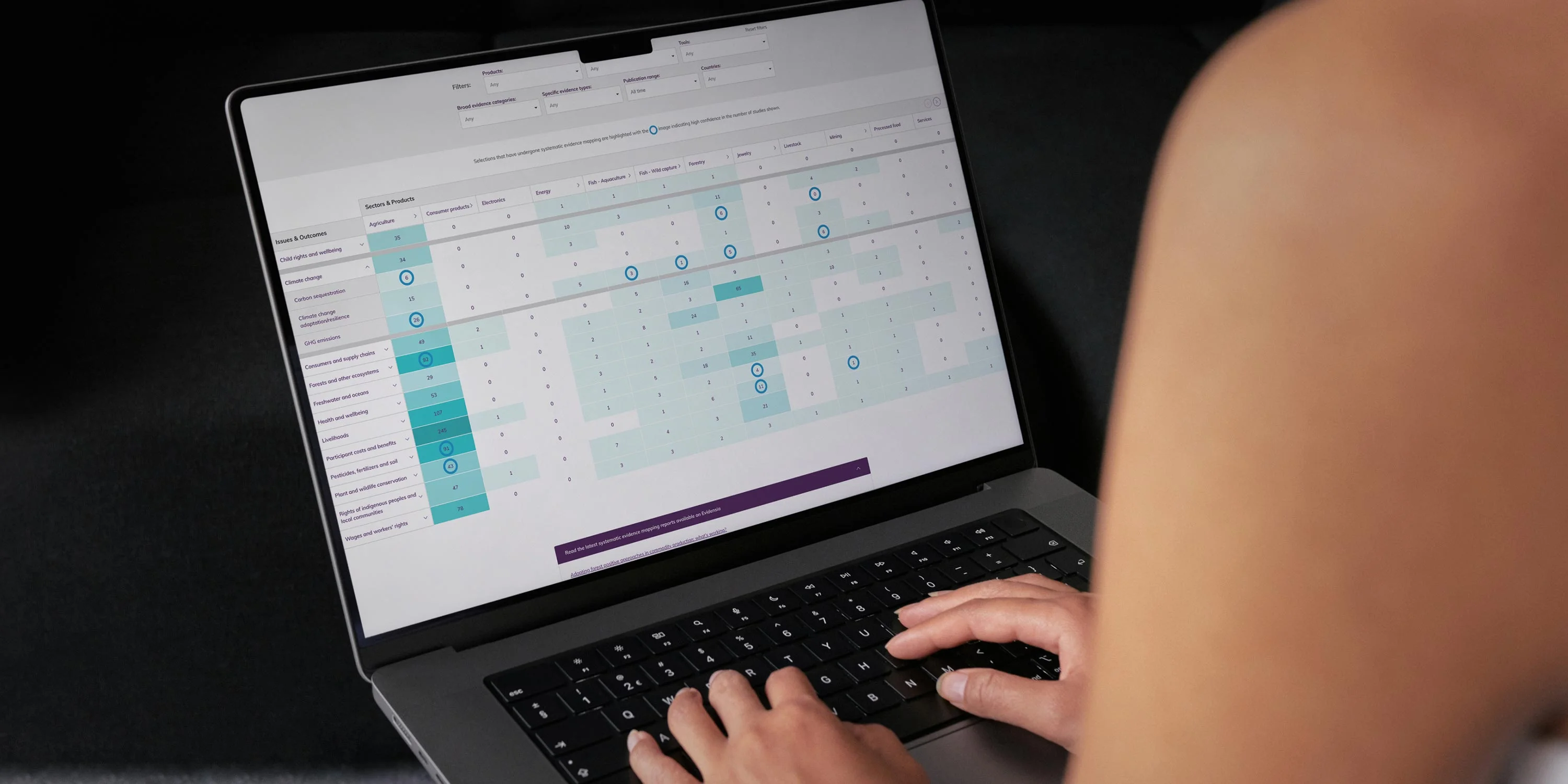 Evidensia knowledge matrix on a laptop
