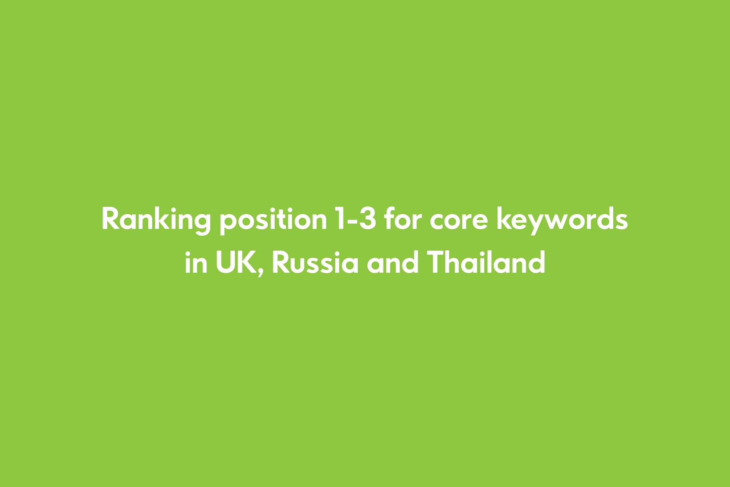 Ranking position 1-3 fpr core keywords