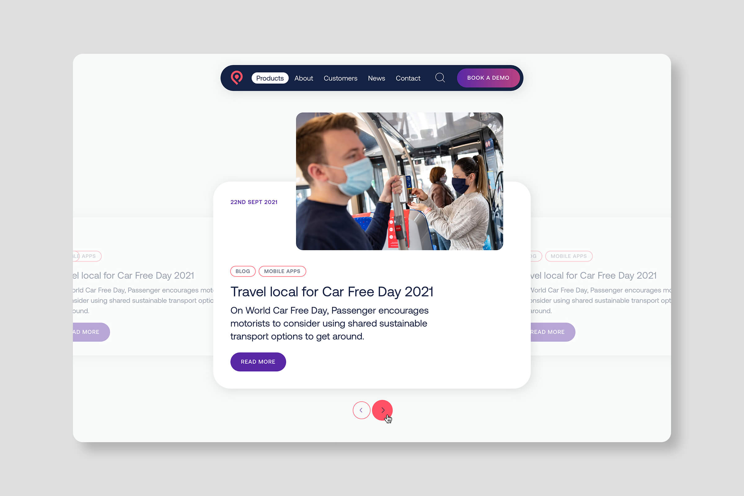 Passenger website news slider