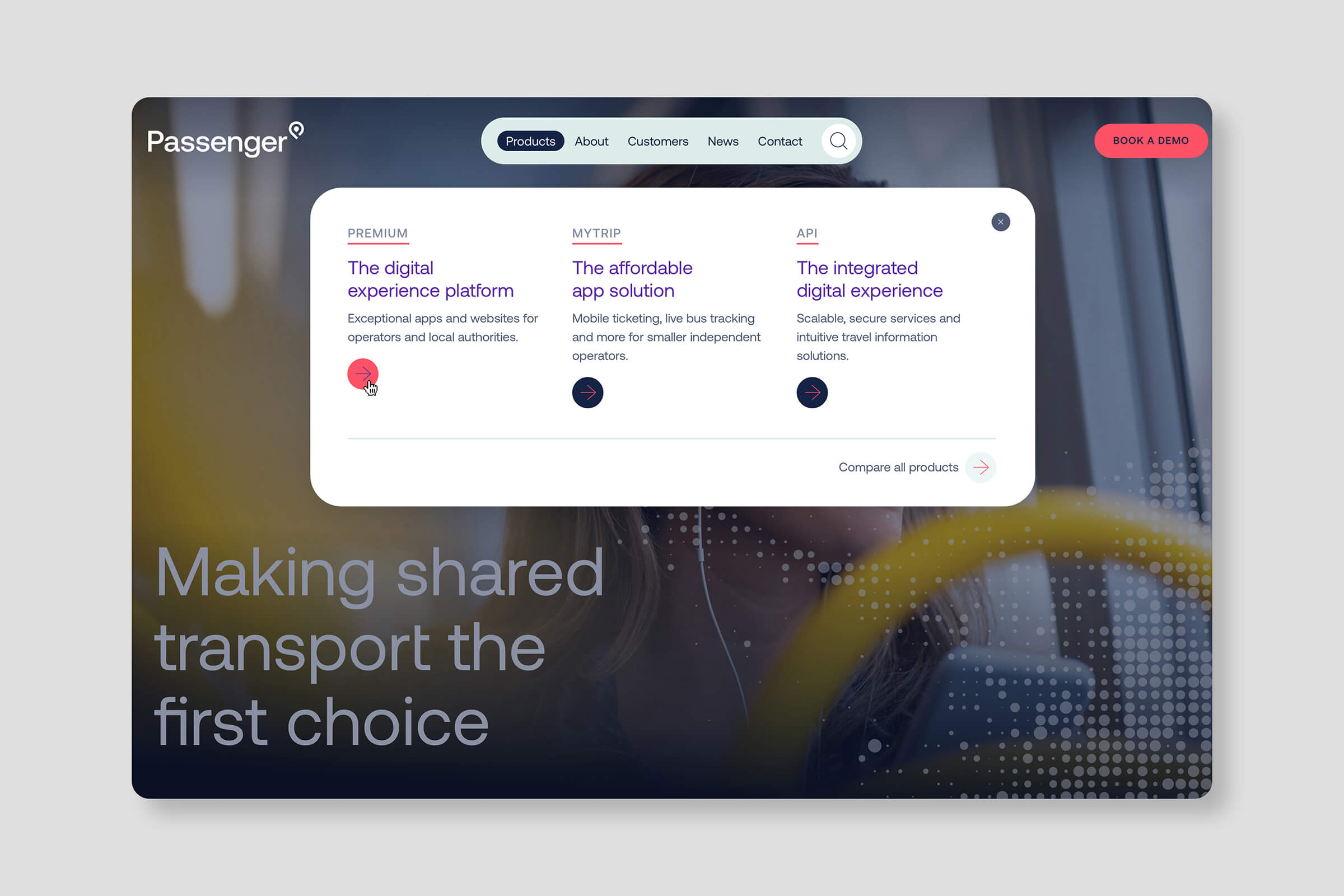 Passenger website navigation