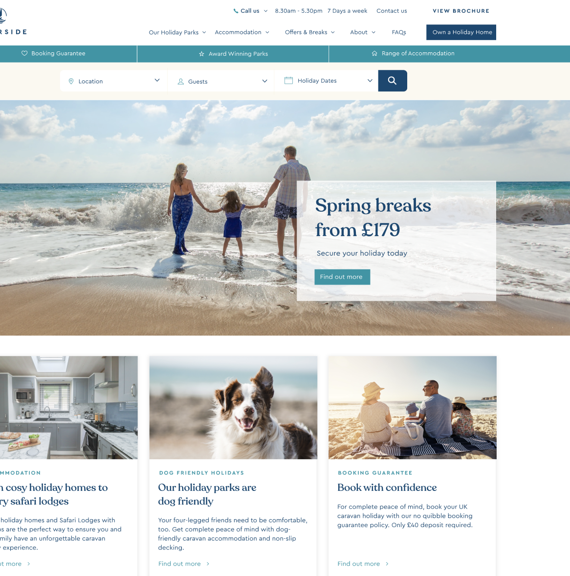 waterside holidays website example