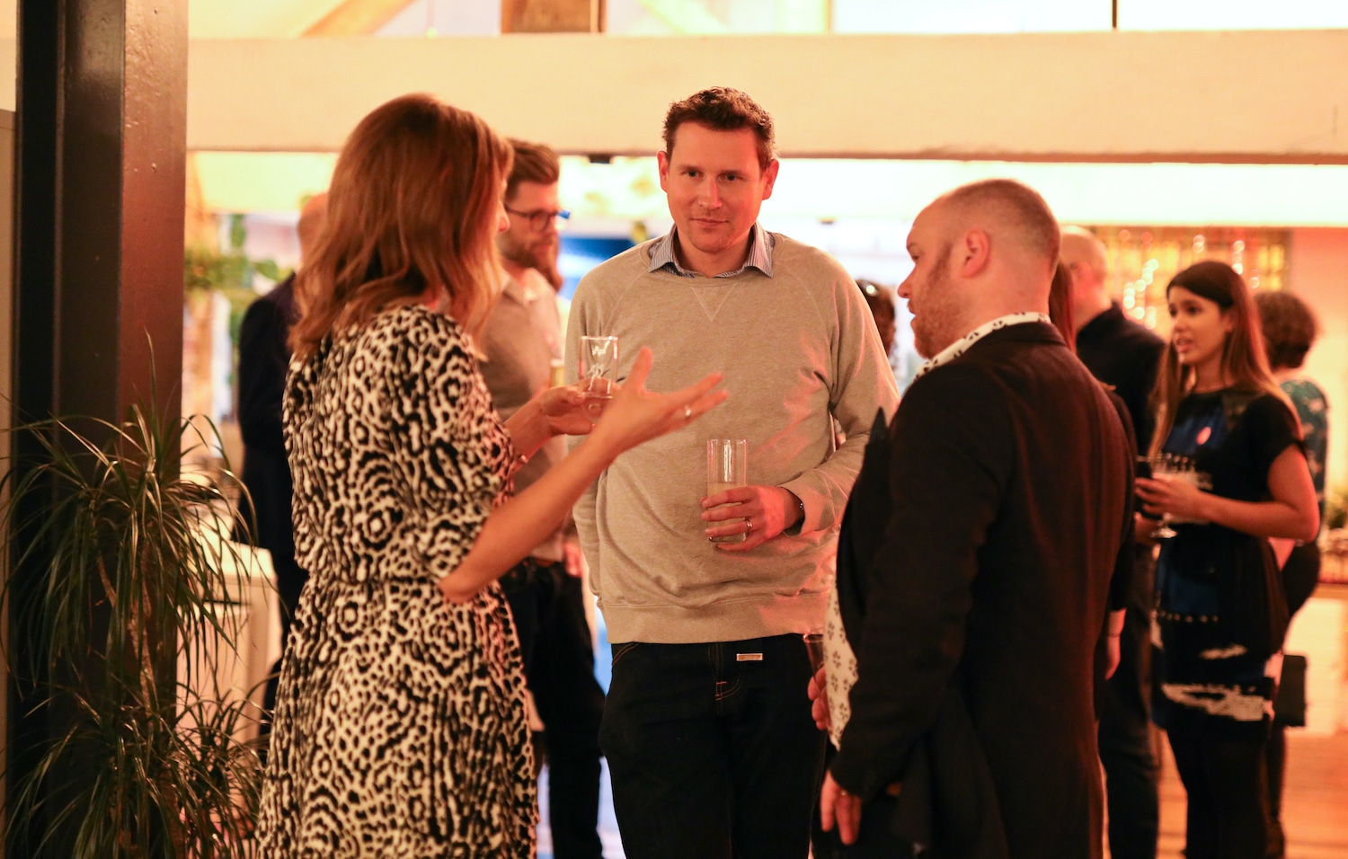 Three guests interacting