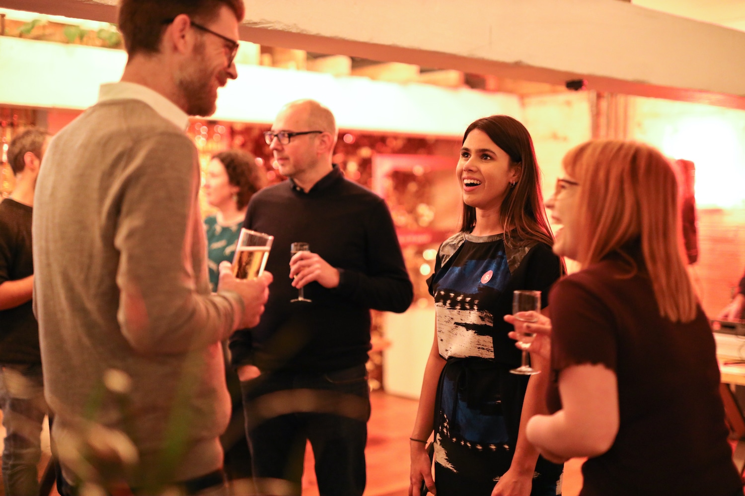 Three guests interacting