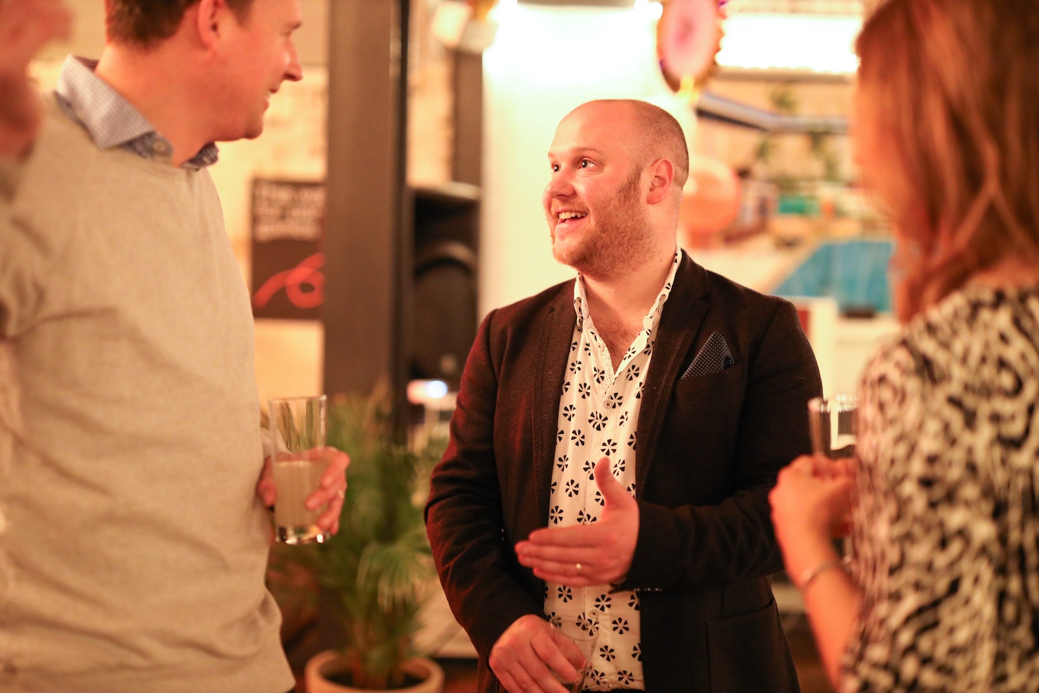 Three guests interacting