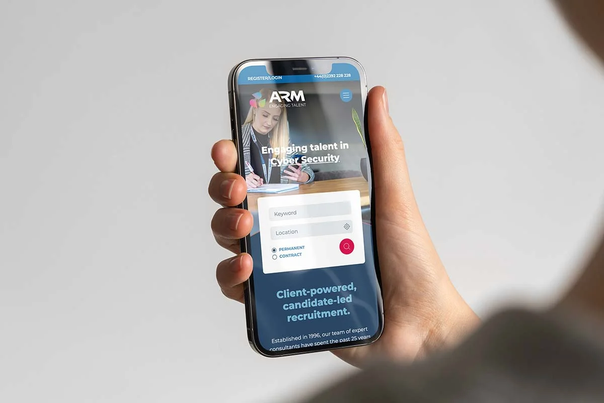 ARM Recruitment website on a mobile device